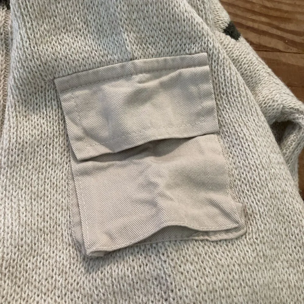 Y2K XTreme Gear XG Mens‎ L Beige Crew Neck Long Sleeve Sweater Skater VTG Grunge
